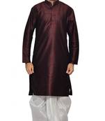 Brown Silk Ethnic Indian Traditional Mens Festive Wear Dhoti Kurta