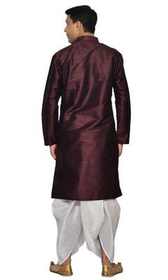 Brown Silk Ethnic Indian Traditional Mens Festive Wear Dhoti Kurta 3