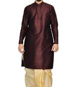 Brown Silk Ethnic Indian Traditional Mens Festive Wear Dhoti Kurta