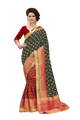 Multicolor woven banarasi silk saree with blouse 1