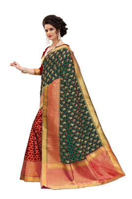 Multicolor woven banarasi silk saree with blouse 2