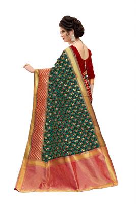 Multicolor woven banarasi silk saree with blouse 3