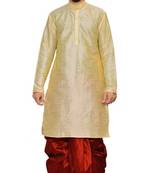 Gold Silk Ethnic Indian Traditional Mens Festive Wear Dhoti Kurta