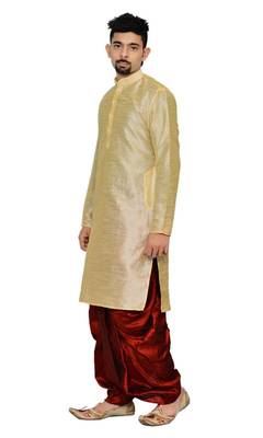 Gold Silk Ethnic Indian Traditional Mens Festive Wear Dhoti Kurta 2