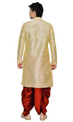 Gold Silk Ethnic Indian Traditional Mens Festive Wear Dhoti Kurta 3
