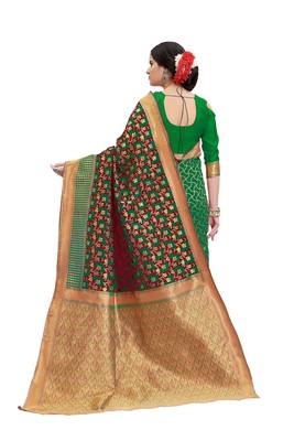Multicolor banarasi art silk saree with blouse 3