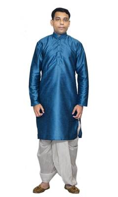 Green Silk Ethnic Indian Traditional Mens Festive Wear Dhoti Kurta 1