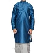 Green Silk Ethnic Indian Traditional Mens Festive Wear Dhoti Kurta