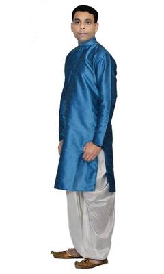 Green Silk Ethnic Indian Traditional Mens Festive Wear Dhoti Kurta 2