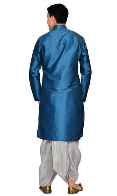 Green Silk Ethnic Indian Traditional Mens Festive Wear Dhoti Kurta 3