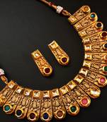 Multicolor antique gold necklace-sets