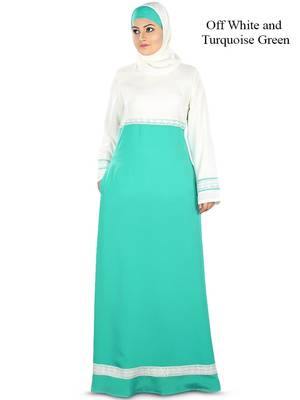 MyBatua Multicolor Poly Crepe Arabian Dailywear Islamic Muslim Long Abaya With Hijab 1