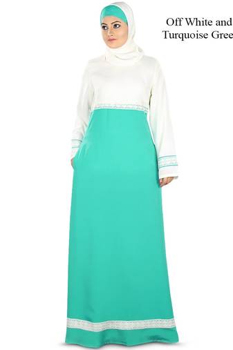 MyBatua Multicolor Poly Crepe Arabian Dailywear Islamic Muslim Long Abaya With Hijab