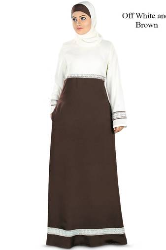 MyBatua Multicolor Poly Crepe Arabian Dailywear Islamic Muslim Long Abaya With Hijab