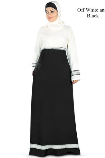 MyBatua Multicolor Poly Crepe Arabian Dailywear Islamic Muslim Long Abaya With Hijab