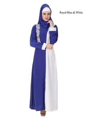 MyBatua Multicolor Polyester Arabian Dailywear Islamic Muslim Long Abaya With Hijab 1