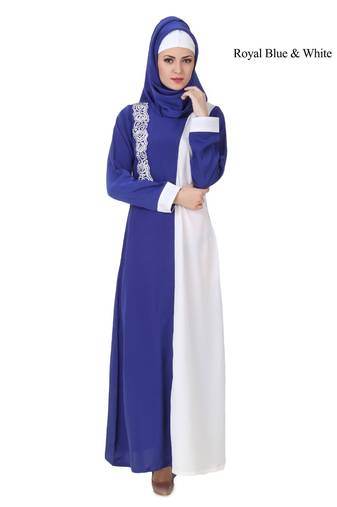 MyBatua Multicolor Polyester Arabian Dailywear Islamic Muslim Long Abaya With Hijab