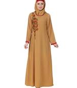 MyBatua Beige Polyester Arabian Dailywear Islamic Muslim Long Abaya With Hijab