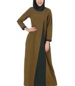 MyBatua Brown Polyester Arabian Dailywear Islamic Muslim Long Abaya With Hijab