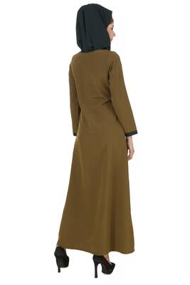 MyBatua Brown Polyester Arabian Dailywear Islamic Muslim Long Abaya With Hijab 2