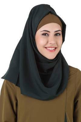 MyBatua Brown Polyester Arabian Dailywear Islamic Muslim Long Abaya With Hijab 4