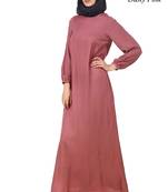 MyBatua Pink Rayon Arabian Dailywear Islamic Muslim Long Abaya With Hijab