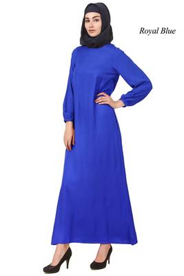 MyBatua Blue Rayon Arabian Dailywear Islamic Muslim Long Abaya With Hijab 1
