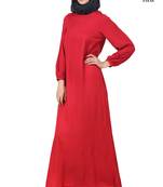 MyBatua Red Rayon Arabian Dailywear Islamic Muslim Long Abaya With Hijab