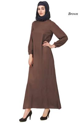 MyBatua Brown Rayon Arabian Dailywear Islamic Muslim Long Abaya With Hijab 1