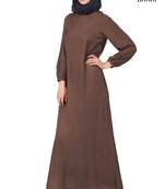 MyBatua Brown Rayon Arabian Dailywear Islamic Muslim Long Abaya With Hijab