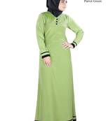 MyBatua Green Polyester Arabian Dailywear Islamic Muslim Long Abaya With Hijab