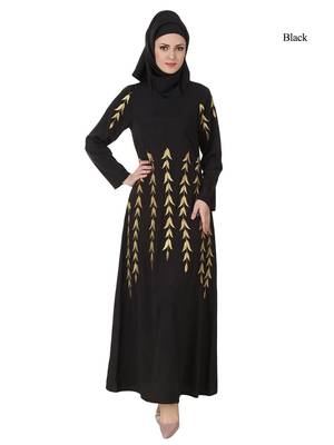 MyBatua Black Polyester Arabian Dailywear Islamic Muslim Long Abaya With Hijab 1