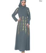 MyBatua Grey Polyester Arabian Dailywear Islamic Muslim Long Abaya With Hijab