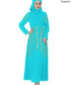 MyBatua Turqoise Polyester Arabian Dailywear Islamic Muslim Long Abaya With Hijab