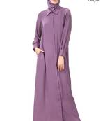 MyBatua Purple Polyester Arabian Dailywear Islamic Muslim Long Abaya With Hijab