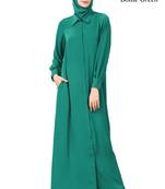 MyBatua Green Polyester Arabian Dailywear Islamic Muslim Long Abaya With Hijab