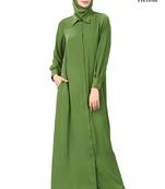 MyBatua Green Polyester Arabian Dailywear Islamic Muslim Long Abaya With Hijab