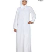 MyBatua White Polyester Arabian Dailywear Islamic Muslim Long Abaya With Hijab