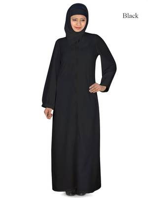 MyBatua Black Polyester Arabian Dailywear Islamic Muslim Long Abaya With Hijab 1