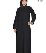 MyBatua Black Polyester Arabian Dailywear Islamic Muslim Long Abaya With Hijab