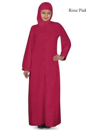 MyBatua Pink Polyester Arabian Dailywear Islamic Muslim Long Abaya With Hijab
