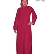 MyBatua Pink Polyester Arabian Dailywear Islamic Muslim Long Abaya With Hijab