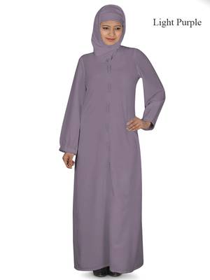 MyBatua Purple Polyester Arabian Dailywear Islamic Muslim Long Abaya With Hijab 1