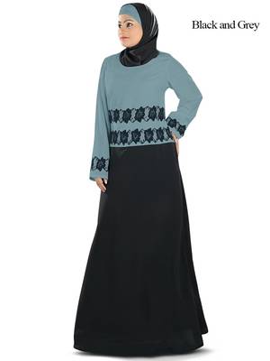 MyBatua Multicolor Polyester Arabian Dailywear Islamic Muslim Long Abaya With Hijab 1