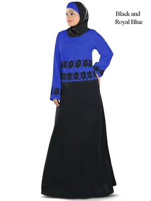 MyBatua Multicolor Polyester Arabian Dailywear Islamic Muslim Long Abaya With Hijab 1