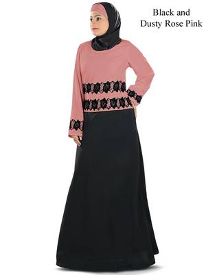 MyBatua Multicolor Polyester Arabian Dailywear Islamic Muslim Long Abaya With Hijab 1