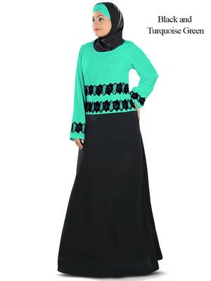 MyBatua Multicolor Polyester Arabian Dailywear Islamic Muslim Long Abaya With Hijab 1