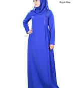 MyBatua Blue Polyester Arabian Dailywear Islamic Muslim Long Abaya With Hijab