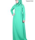 MyBatua Turqoise Polyester Arabian Dailywear Islamic Muslim Long Abaya With Hijab