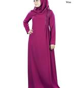 MyBatua Magenta Polyester Arabian Dailywear Islamic Muslim Long Abaya With Hijab